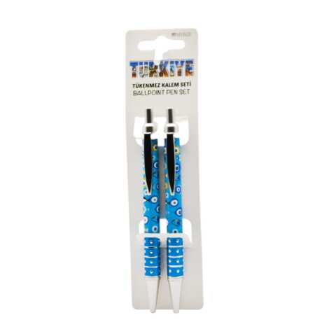 Nazar Themed Push Button Ballpoint Pen Set Duo - 1