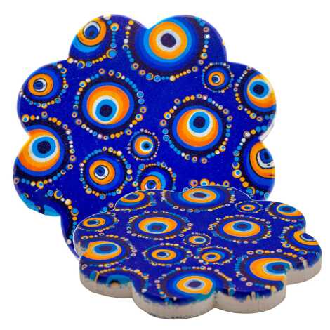 Nazar Themed UV Daisy Traditional Coaster 88 mm - 1