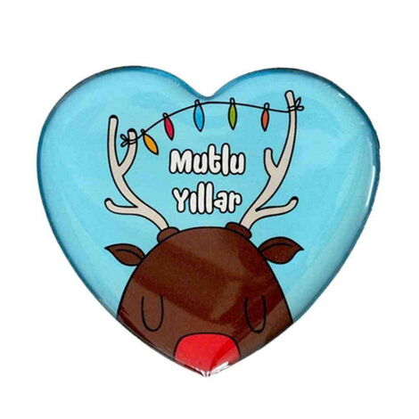 New Year Deer Heart Epoxy Magnet - 1