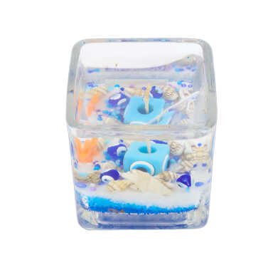 Ölüdeniz Themed Medium Square Glass Candle with Gel Wax - Standart - 2