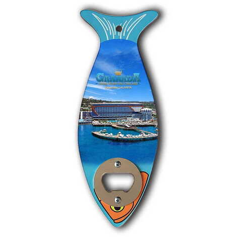Toptan Otel Temalı Ahşap Balık Açacak Magnet 190x70 mm - 1