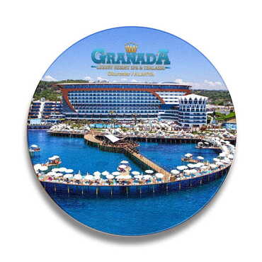 Myros - Otel Temalı Ahşap Uv Baskılı Bardakaltı Magnet 97x97 mm