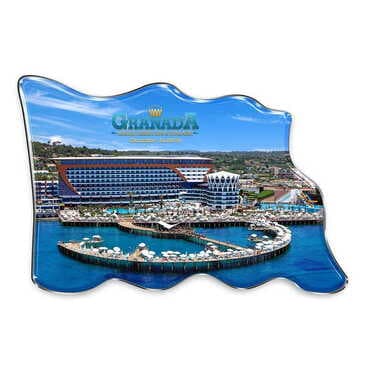 Hotel Themed Epoxy Dome Flag Shaped Souvenir Fridge Magnet 70x50 mm