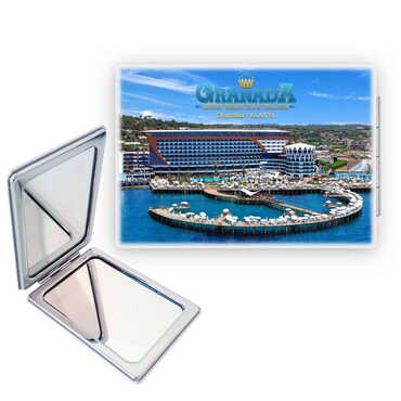 Hotel Themed Customised Uv Printed Rectangle Compact Mirror 85x62x11 mm