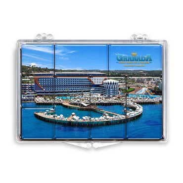 Hotel Themed Epoxy Dome Souvenir Fridge Magnet Set of 8 pcs