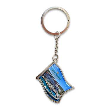 Hotel Themed Metal Flag Shaped Keychain 40x105 mm
