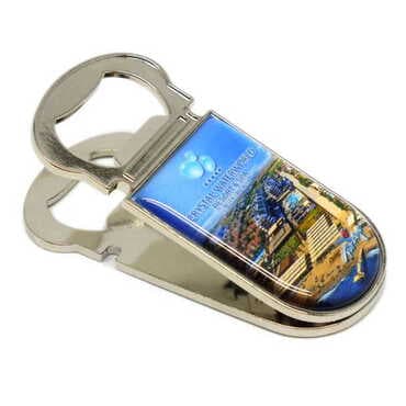 Hotel Themed Metal Magnetic Paper Clip Holder With Opener