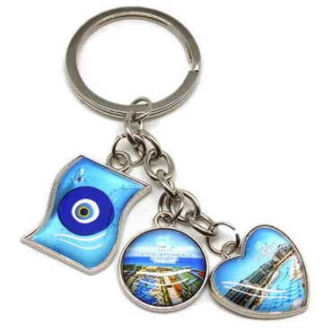 Hotel Themed Metal Keychain With 3 Charms - Mixed 40x90 mm - Standart - 2