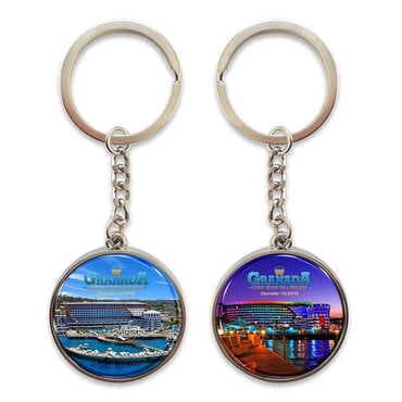 Hotel Themed Metal Double Face Round Keychain 40x95 mm