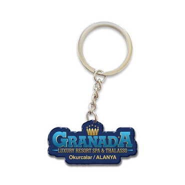 Hotel Themed Custom Shape Double Face Printed Epoxy Keychain