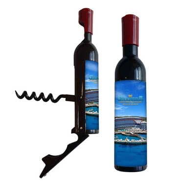 Hotel Themed Bottle Shaped Metal Wine Bottle Corkscrew Opener-Magnetic 115x25x25 mm