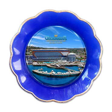 Hotel Themed Epoxy Dome Plate Shaped Souvenir Fridge Magnet 73 mm
