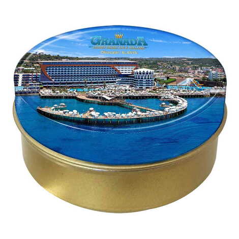 Toptan Otel Temalı Myros Yuvarlak Metal Kutu 73x35 mm - 1