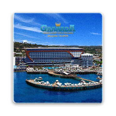 Myros - Otel Temalı Taş Bardak Altlığı 100x100 mm