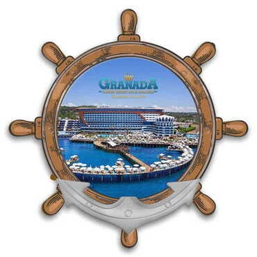 Hotel Themed Customised UV Printed Plastic Base Marin Rudder Shaped Fridge Magnet 82x82 mm