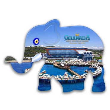 Hotel Themed Customised UV Printed Plastic Base Elephant Shaped Fridge Magnet 86x62 mm