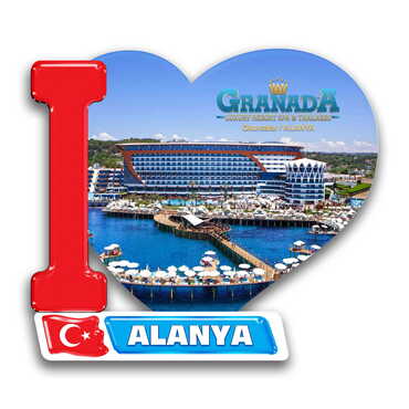 Hotel Themed Customised UV Printed Plastic Base Heart Shaped Fridge Magnet 86x62 mm