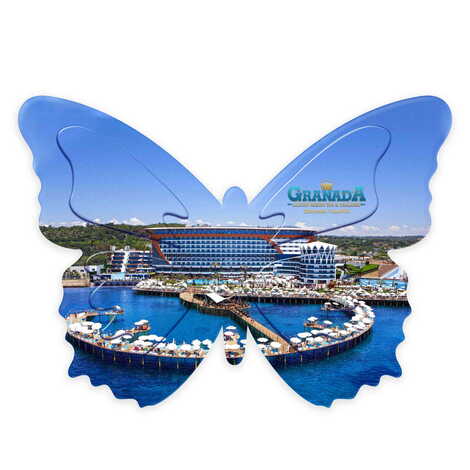 Toptan Otel Temalı Uv Baskılı Kelebek Şekilli Magnet 80x58 mm - 1