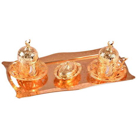 Ottoman Style Metal Gold Turkish Coffe Cup Set Of 2 pcs