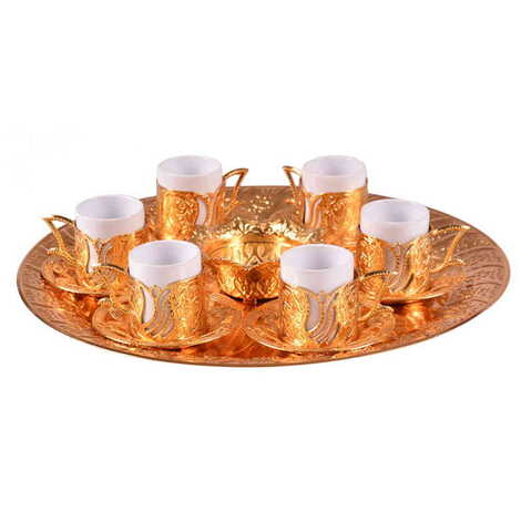 Ottoman Style Metal Gold Turkish Coffe Cup Set Of 6 pcs