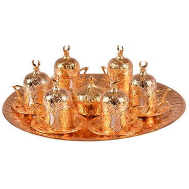 Ottoman Style Metal Gold Turkish Coffe Cup Set Of 6 pcs - Thumbnail