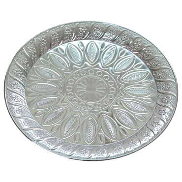 Ottoman Style Metal Turkish Coffee Round Serving Tray for 6 cups - Thumbnail