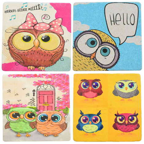 Owl Themed Bathroom Stone Drain Cover 100x100 mm - 2