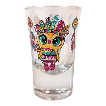 Owl Themed Custom Printed Shot Glass 45x70 mm - Thumbnail