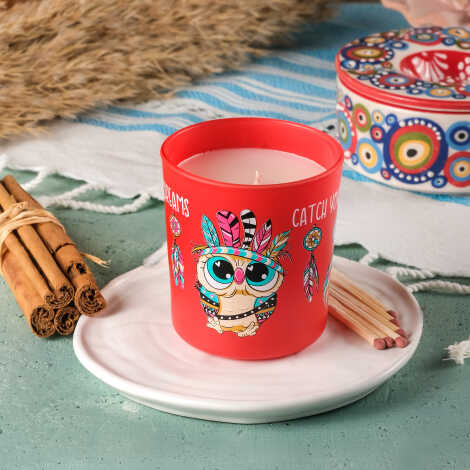 Owl Themed Glass Candle Jar - 3