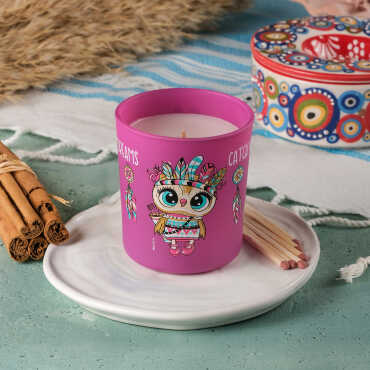 Owl Themed Glass Candle Jar - 4