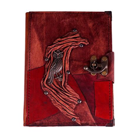 Owl Themed Large Leather Notebook - 2