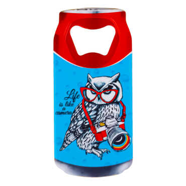 Owl Themed Myros Tin Bottle Opener Refrigerator Magnet 43x80 mm - 1