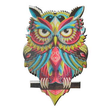 Owl Themed Wooden Customised Badge Pin - Thumbnail