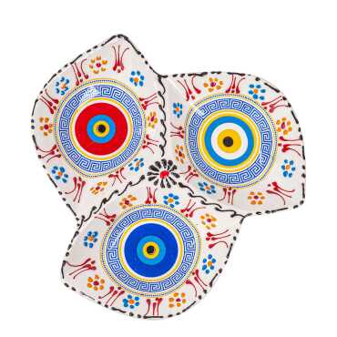 Özel Kabartma Nazar Üçlü Yaprak Çerezlik Büyük 22 Cm - 9