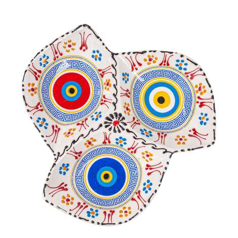 Özel Kabartma Nazar Üçlü Yaprak Çerezlik Büyük 22 Cm - 9