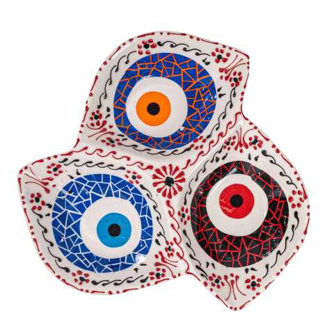 Özel Kabartma Nazar Üçlü Yaprak Çerezlik Büyük 22 Cm - 11