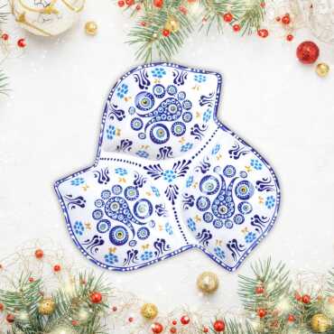 Özel Kabartma Nazar Üçlü Yaprak Çerezlik Büyük 22 Cm - 8