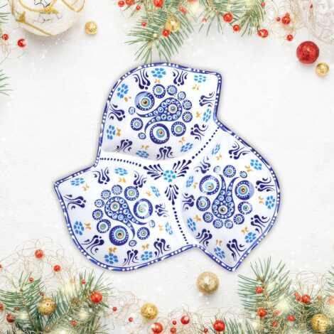 Özel Kabartma Nazar Üçlü Yaprak Çerezlik Büyük 22 Cm - 8