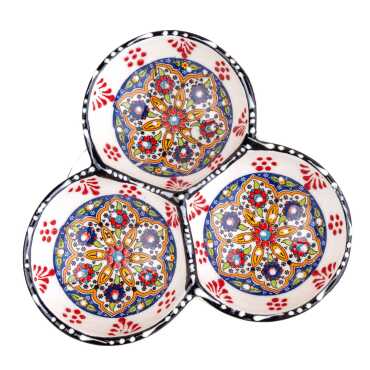 Özel Kabartma Üçlü Yuvarlak Çerezlik Küçük 13 Cm - 1