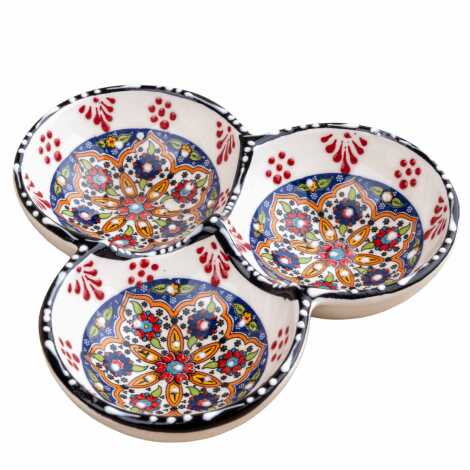 Özel Kabartma Üçlü Yuvarlak Çerezlik Küçük 13 Cm - 7