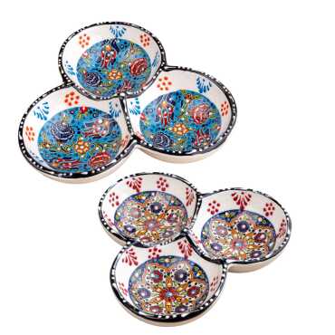 Özel Kabartma Üçlü Yuvarlak Çerezlik Küçük 13 Cm - 2