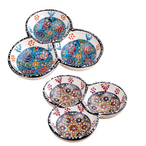 Özel Kabartma Üçlü Yuvarlak Çerezlik Küçük 13 Cm - 2