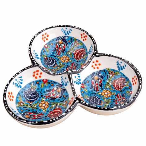 Özel Kabartma Üçlü Yuvarlak Çerezlik Küçük 13 Cm - 5