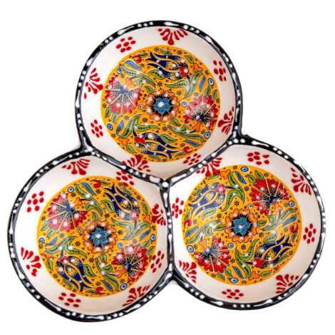 Özel Kabartma Üçlü Yuvarlak Çerezlik Küçük 13 Cm - 6