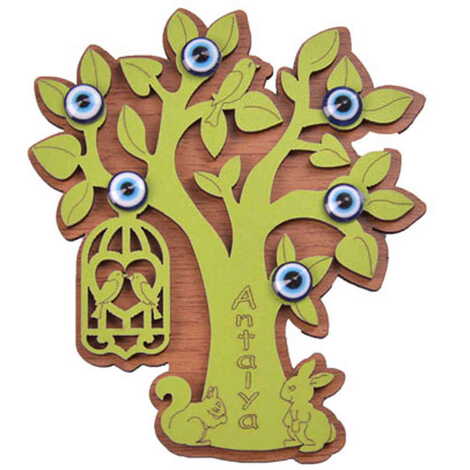 Tree Themed Wooden Engraved Souvenir Fridge Magnet - 11