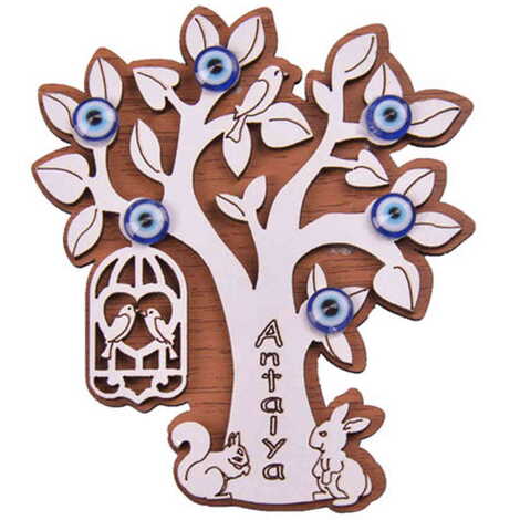 Tree Themed Wooden Engraved Souvenir Fridge Magnet - 12