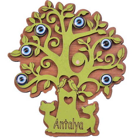 Tree Themed Wooden Engraved Souvenir Fridge Magnet - 13