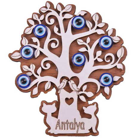 Tree Themed Wooden Engraved Souvenir Fridge Magnet - 14