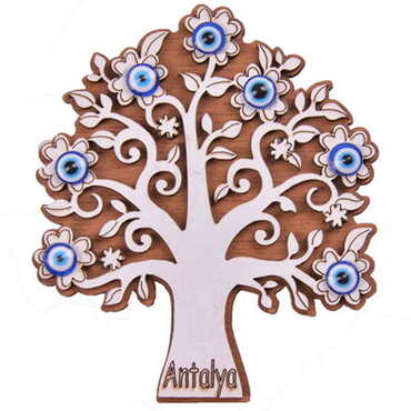 Tree Themed Wooden Engraved Souvenir Fridge Magnet - 15