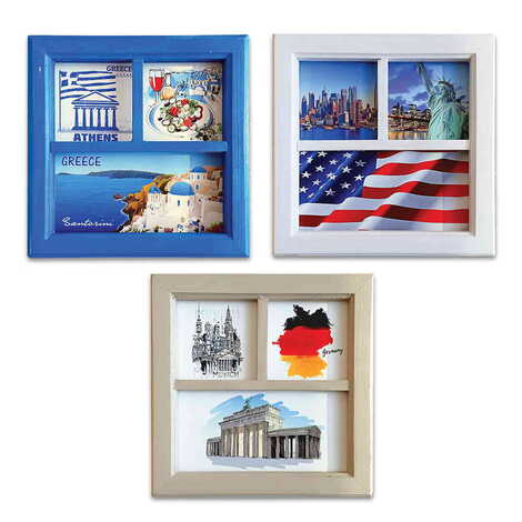 Özelleştirilebilir Ahşap Üçlü Çerçeve 210x210 mm